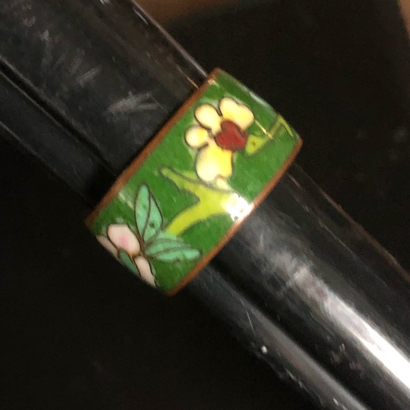 Vintage Wide Band Cloisonné Ring - Picture 7 of 11